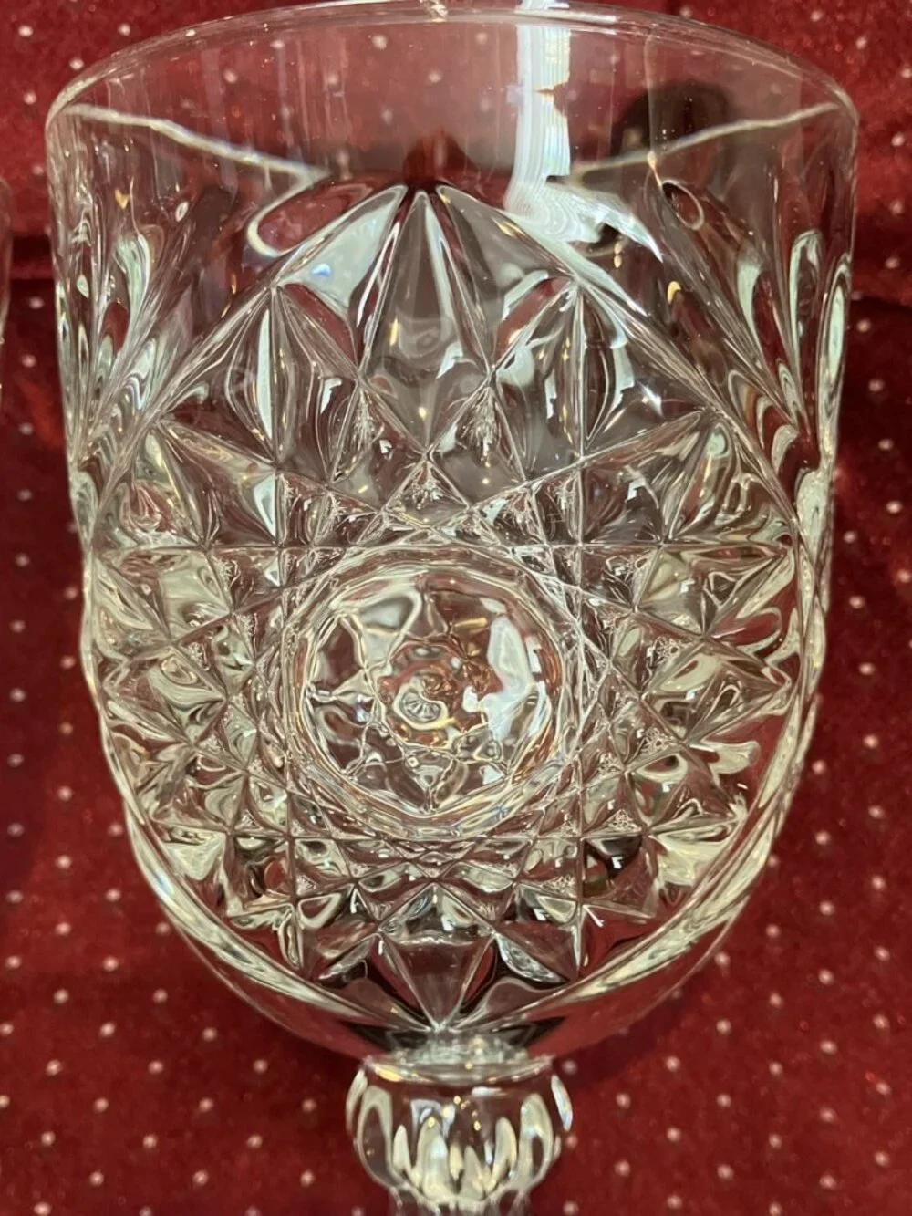 Set Of 2 Libbey Hobstar Water Glasses/Goblets 7 1/4”